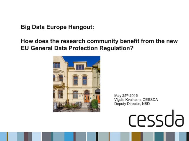 BDE Webinar: How does the research community benefit from the new EU General ...