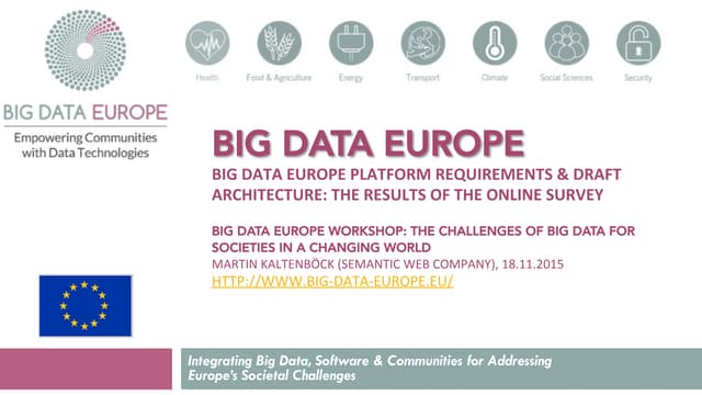 SC6 Workshop 1: Big Data Europe platform requirements and draft architecture:...