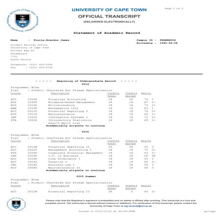 Fourie,Brendon James