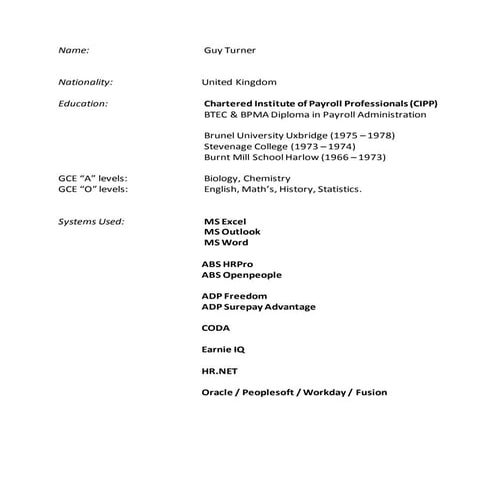 CV Guy Turner
