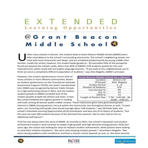 Extended Learning Opportunities at Grant Beacon Middle School
