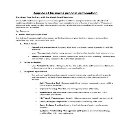 Appsheet business process automation in google cloud | DOCX