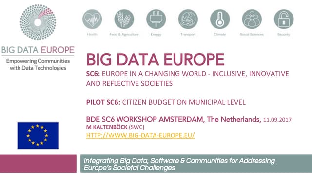 Big Data Europe SC6 WS #3: PILOT SC6: CITIZEN BUDGET ON MUNICIPAL LEVEL, Martin Kaltenboeck (Semantic Web Company)