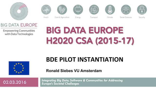 BDE Technical Webinar 1 :  Pilot Instantiation