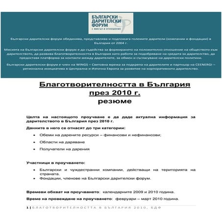 Благотворителността в България през 2010г