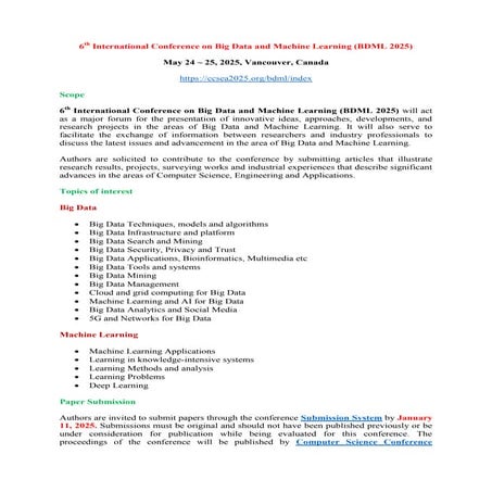 6th International Conference on Big Data, Machine Learning and IoT ...