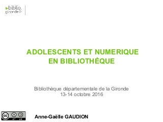 Adolescents et numérique en bibliothèque