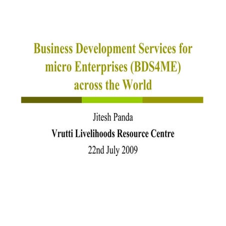 BDS for micro Enterprises across the World 220709