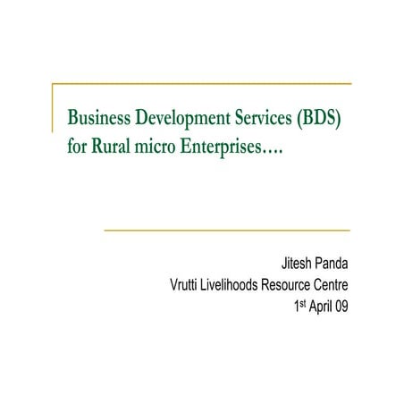 BDS for Rural micro Enterprises 010409