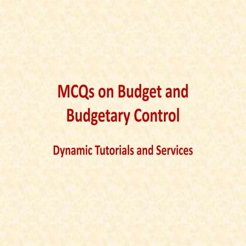 Budget and Budgetary Control mcqs