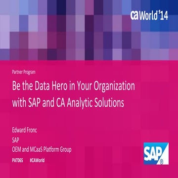 Be the Data Hero in Your Organization with SAP and CA Analytic Solutions