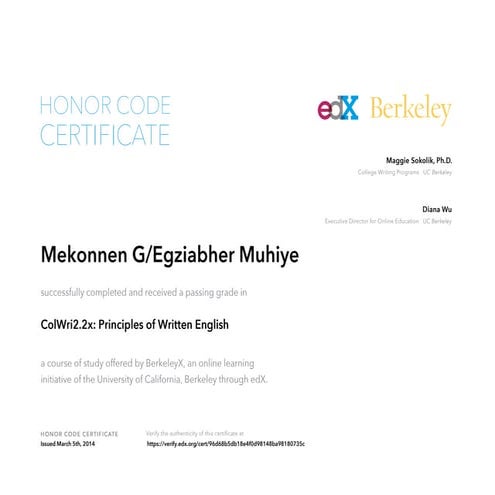 Certificate principle