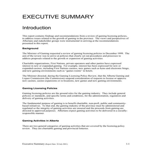 GLPR Report  V1.1 - Executive Summary