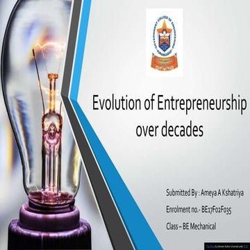Evolution of Entrepreneurship over decades 