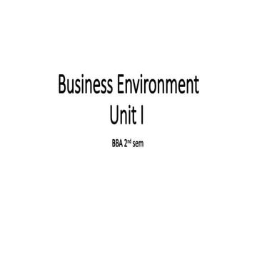 Business Environment For Bachelor of Business Administration