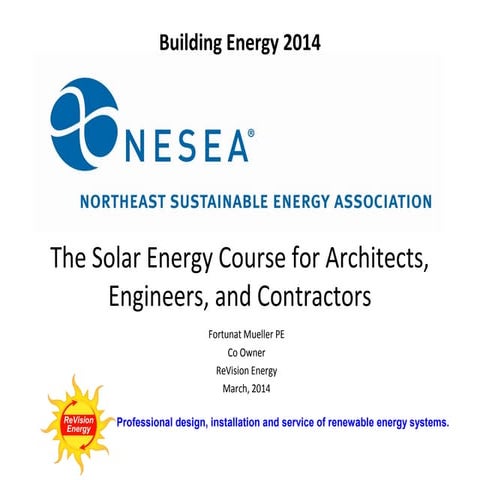 Building Energy 2014: PV and SHW Design basics by Fortunat Mueller