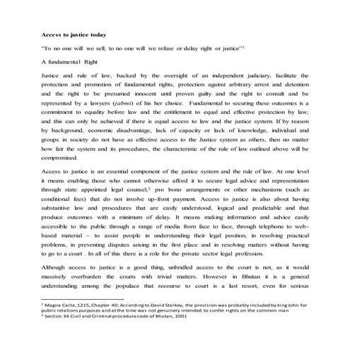 Access to justice today