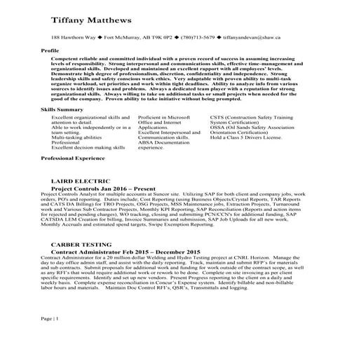 Tiffany Matthews Resume 2016