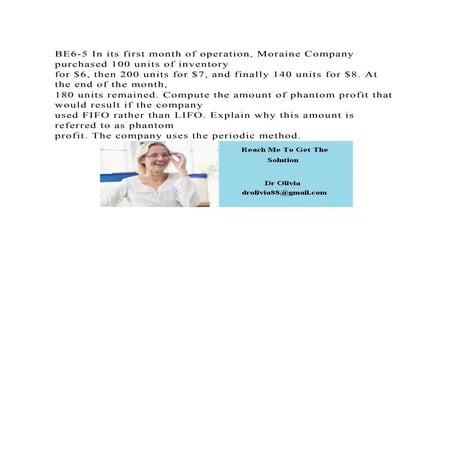 BE6-5 In its first month of operation, Moraine Company purchased 100.docx