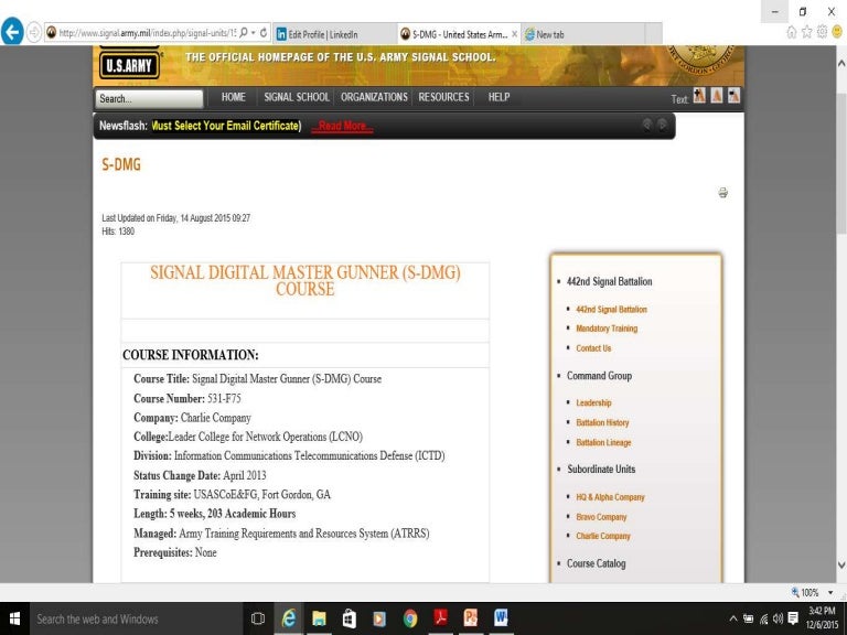 Signal Digital Master Gunner course overview
