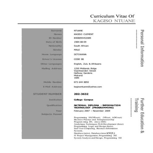 Curriculum Vitae of Albert SA | PDF