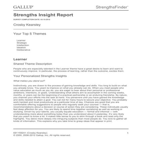 Strengths-Based Leadership Insight Report | PDF