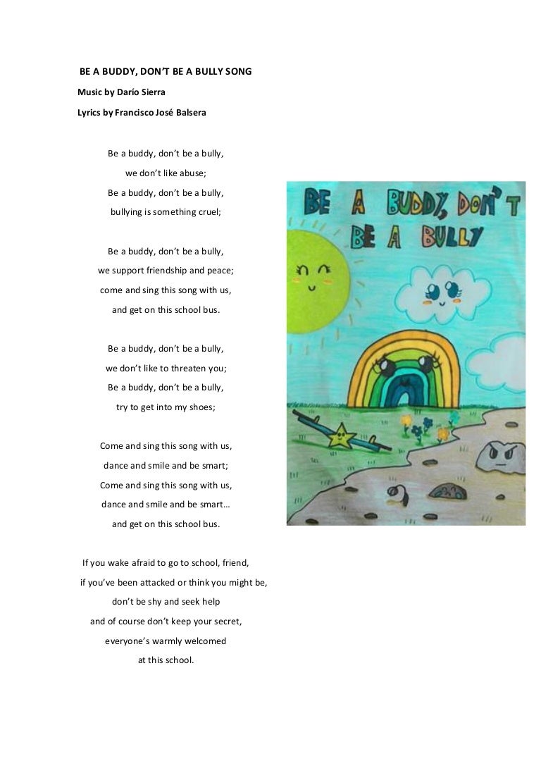 Be A Buddy Don T Be A Bully Song