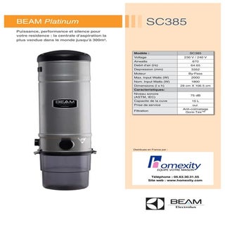 Fiche Produit Beam Electrolux SC385