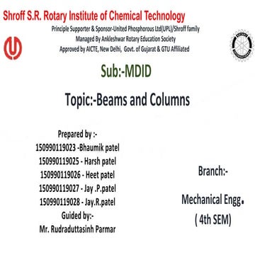 Beams and columns (machine design & industrial drafting )