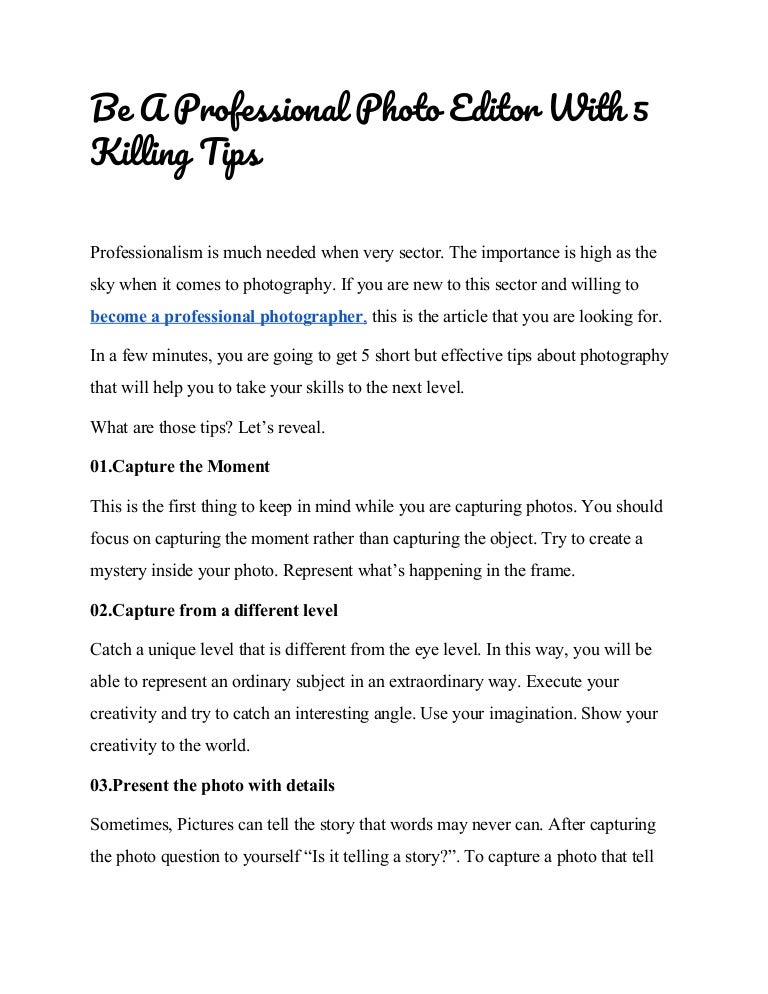 5 Killing Tips With Be A Professional Photo Editor 5 Killing Tips With Be A Professional Photo Editor