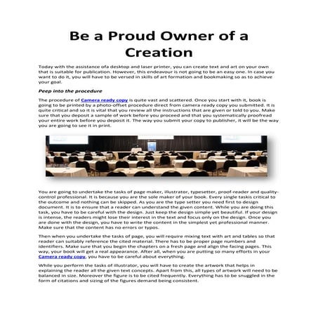 Be a proud owner of a creation