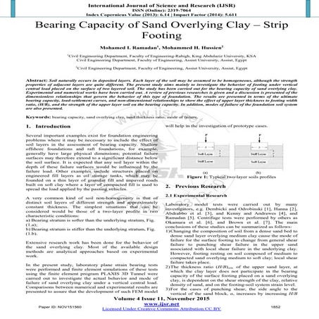 Bearing capacity of sand overlying clay strip footing - paxis 3 d | PDF