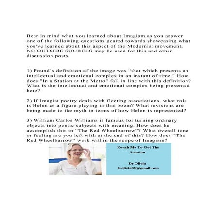 Bear in mind what you learned about Imagism as you answer one of.docx