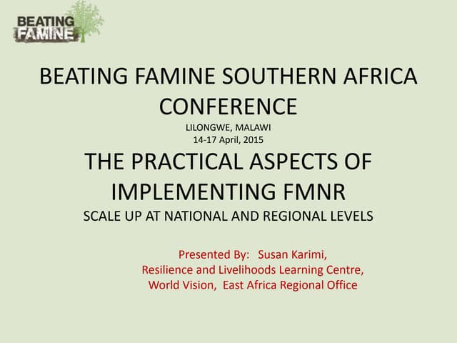 The Practical Aspects of Implementing FMNR: Scale Up at National and Regional Levels