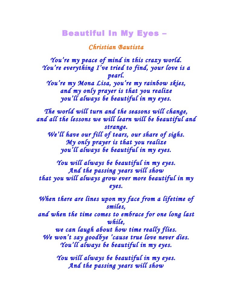 Beautiful In My Eyes