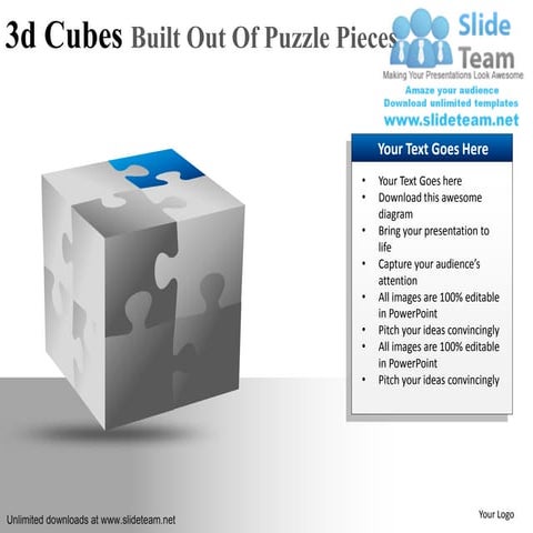 Beautifully designed 3 d cube puzzle pieces powerpoint slides and ppt diagram...