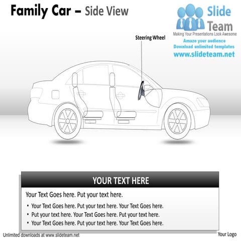 Beautifully designed blue family car side view power point slides and ppt dia...