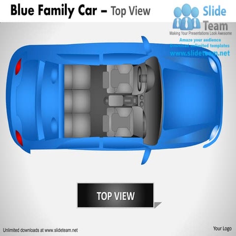 Beautifully designed blue family car top view power point slides and ppt diag...