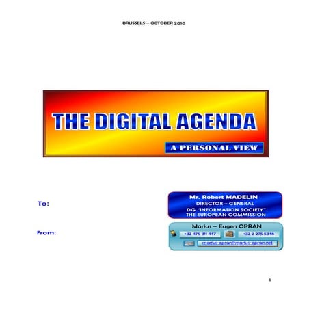 THE DIGITAL AGENDA - A PERSONAL VIEW PREPARED UNDER THE PERSONAL REQUEST OF D...