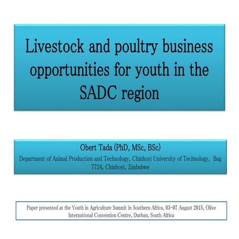 Livestock and poultry business opportunities for SADC youth