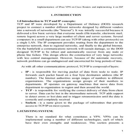 Implementation of IPSec VPN on Cisco routers and Configuring it on ISP. (1)