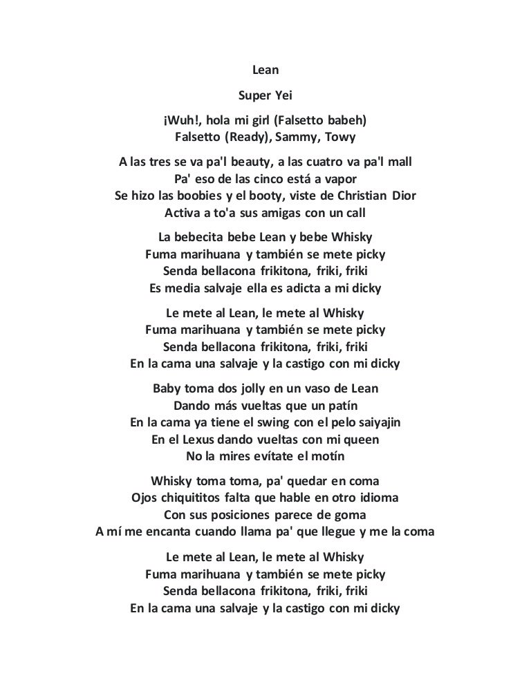 Bebe Lean Letra
