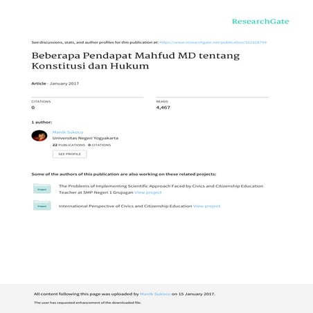 Beberapa Pendapat Mahfud MD tentang Konstitusi dan Hukum