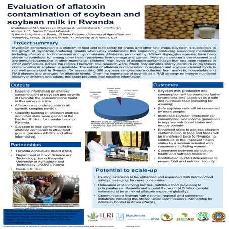 Evaluation of aflatoxin contamination of soybean and soybean milk in Rwanda