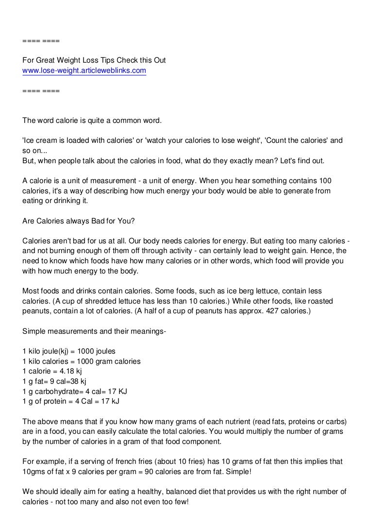 Be Calorie Conscious slideshare