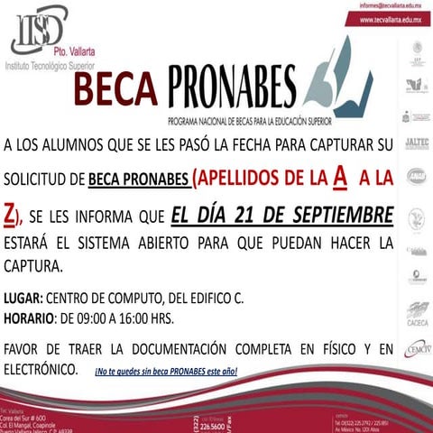 Beca pronabes nuevas fechas