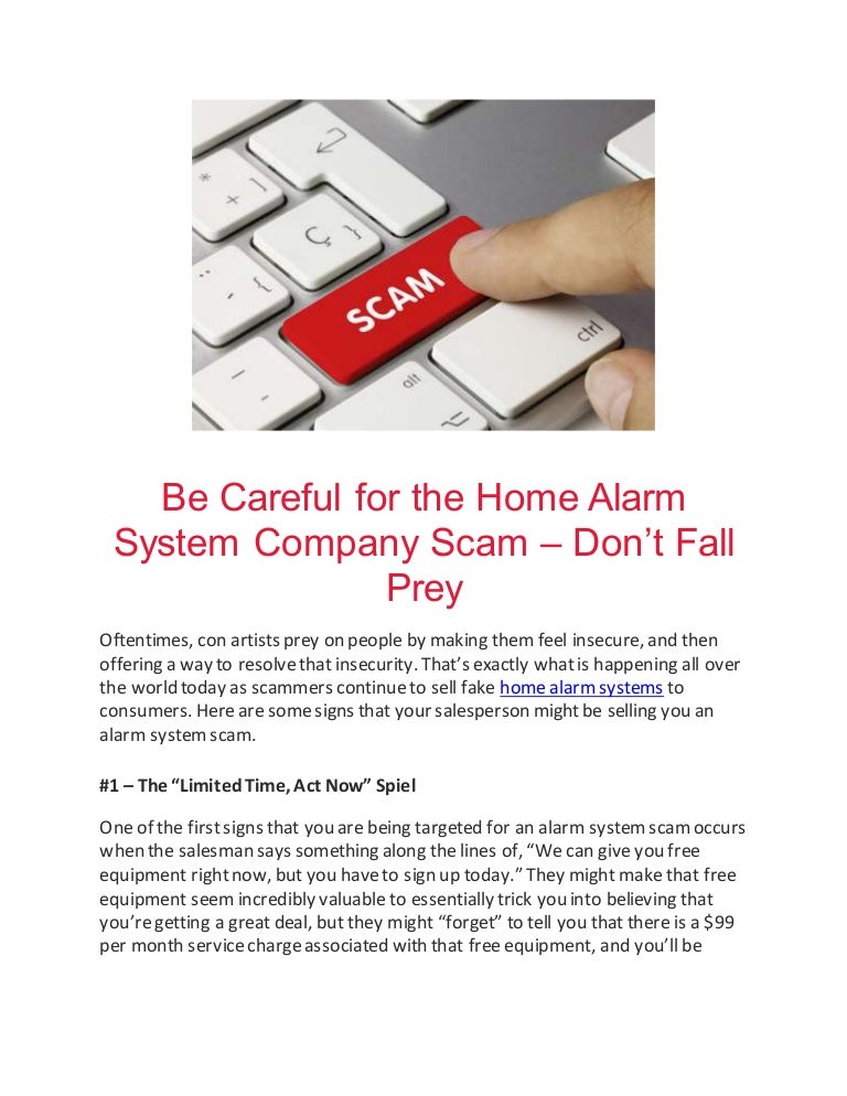 Be Careful for the Home Alarm System Company Scam Don’t Fall Prey