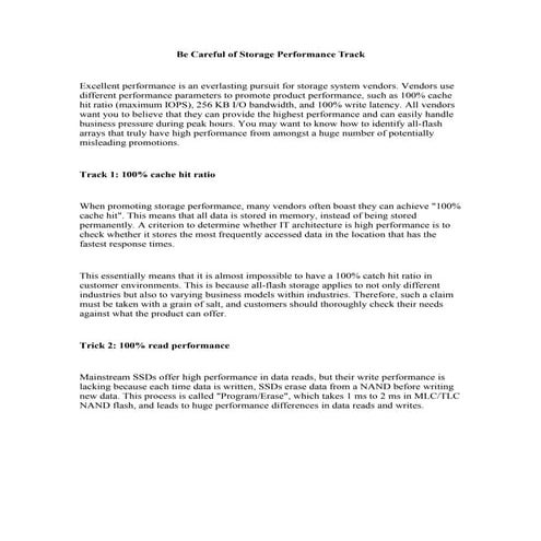 Be careful of storage performance track