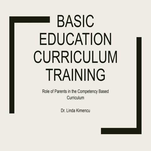 Role of Parents in the Competency Based Curriculum 