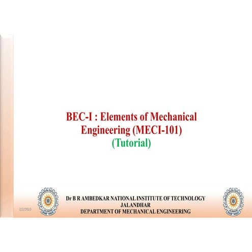 elements of mechnaical engineering full syllabus
